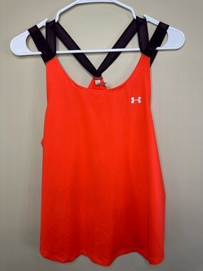 🔥 Under Armour MED Athletic Fire Orange Tank with Purple Strappy Back